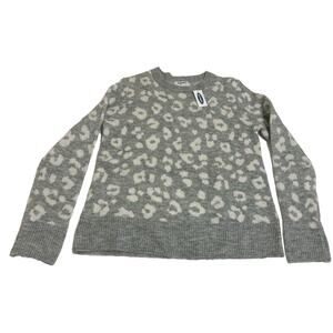 NWT Old Navy Women's Size S Knit Sweater Grey Cheetah Print Feminine Mob Wives